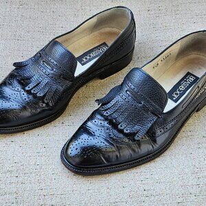 Brassboot Men Shoes Black Leather Loafer Kiltie Slip On Size 9.5M Made Italy